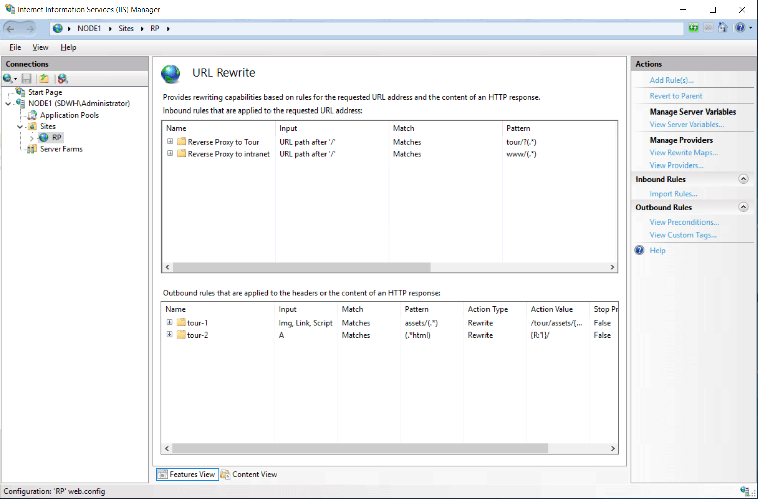 Edit URL Rewrite with GUI and Web.config