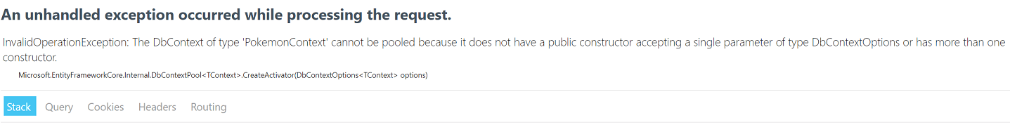 尚未移除無參數建構子，系統會發生錯誤截圖