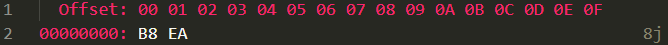 使用 HexDump 檢視檔案，檔案只有一個「資」