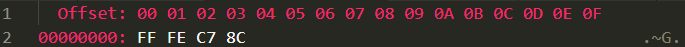使用 HexDump 檢視檔案，檔案只有一個「資」