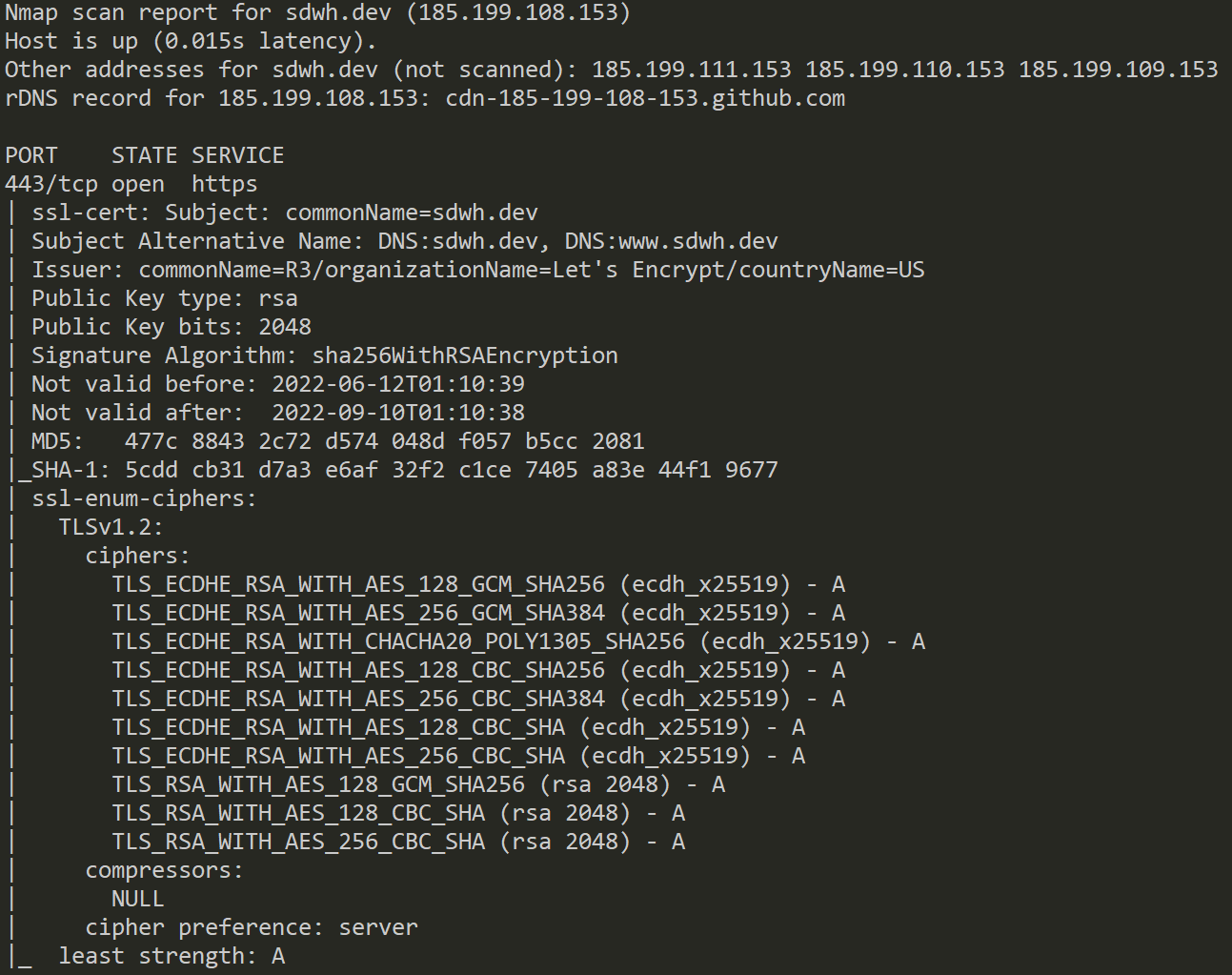 Nmap 的查詢結果範例