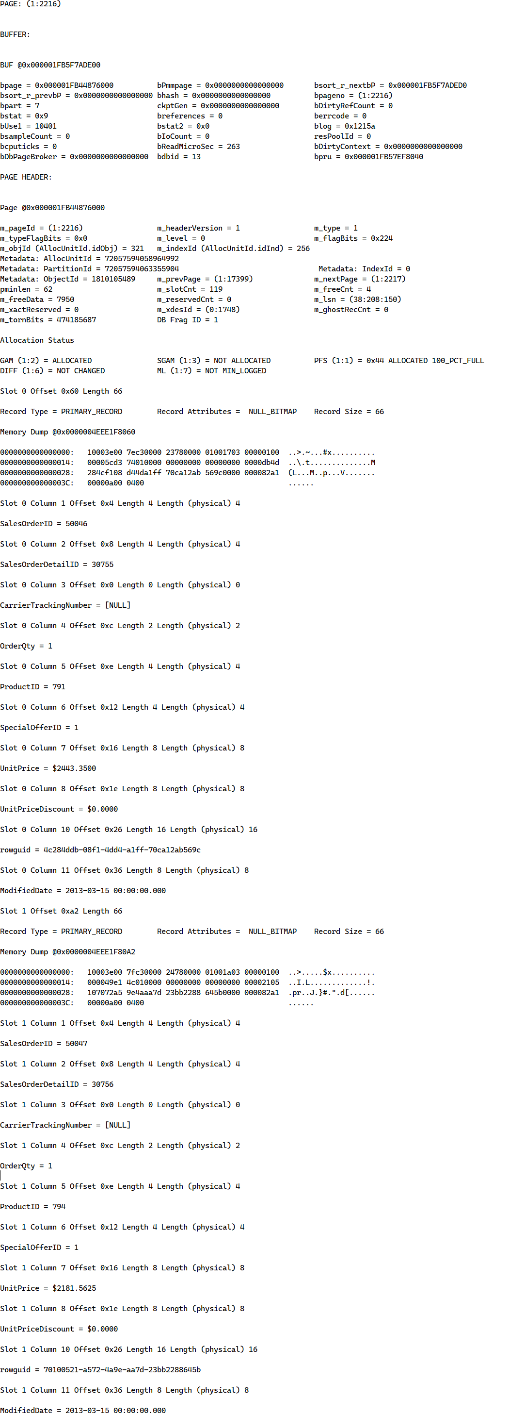 Heap Table 資料頁